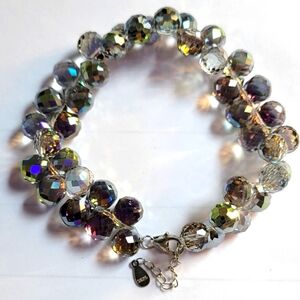 Magic color glass bead bracelet in Rhodium over sterling silver